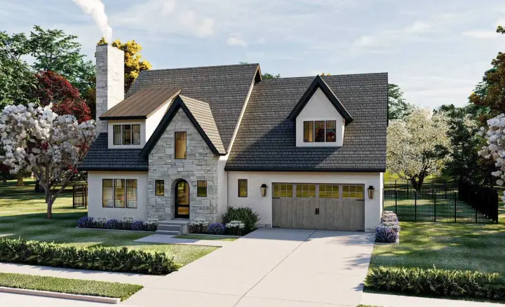 Cottage house plans 52-588 - front exterior, 2,233 sq ft, 3 bed, 2 bath house plans | Monster House Plans