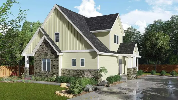 Craftsman house plans 52-596 - front exterior, 2,062 sq ft, 3 bed, 3 bath house plans | Monster House Plans