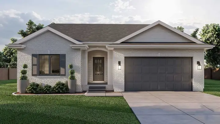 Traditional house plans 52-597 - front exterior, 1,438 sq ft, 3 bed, 2 bath house plans | Monster House Plans