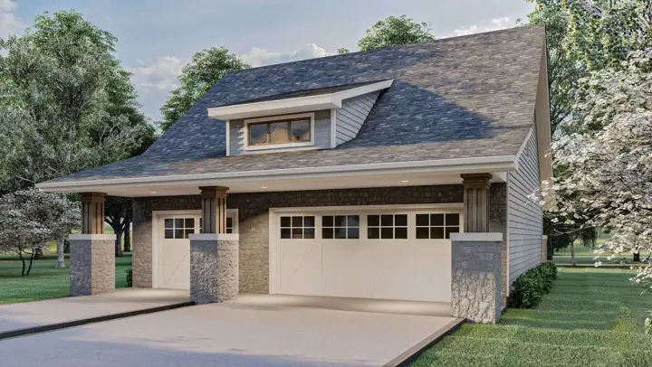 Craftsman house plans 52-598 - front exterior, 1,095 sq ft, 1 bed, 1 bath house plans | Monster House Plans