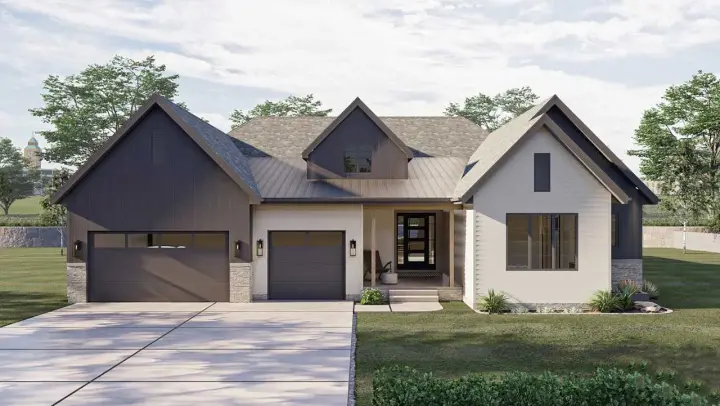 Modern Farmhouse house plans 52-599 - front exterior, 3,168 sq ft, 4 bed, 3 bath house plans | Monster House Plans