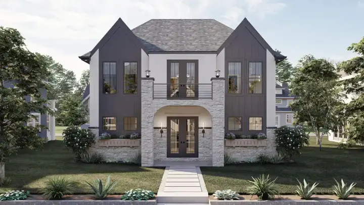 European house plans 52-618 - front exterior, 1,754 sq ft, 3 bed, 2 bath house plans | Monster House Plans