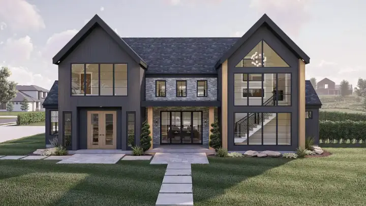 Modern house plans 52-626 - front exterior, 3,303 sq ft, 4 bed, 3 bath house plans | Monster House Plans