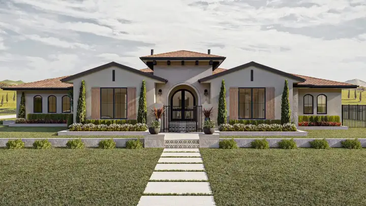 Mediterranean house plans 52-628 - front exterior, 2,192 sq ft, 3 bed, 3 bath house plans | Monster House Plans