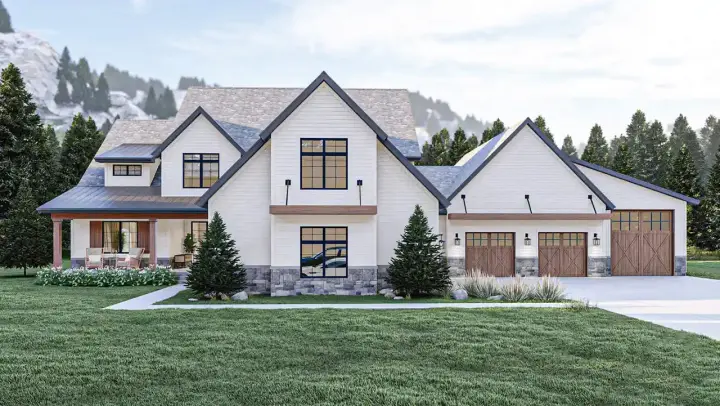 Modern Farmhouse house plans 52-629 - front exterior, 2,906 sq ft, 3 bed, 2 bath house plans | Monster House Plans