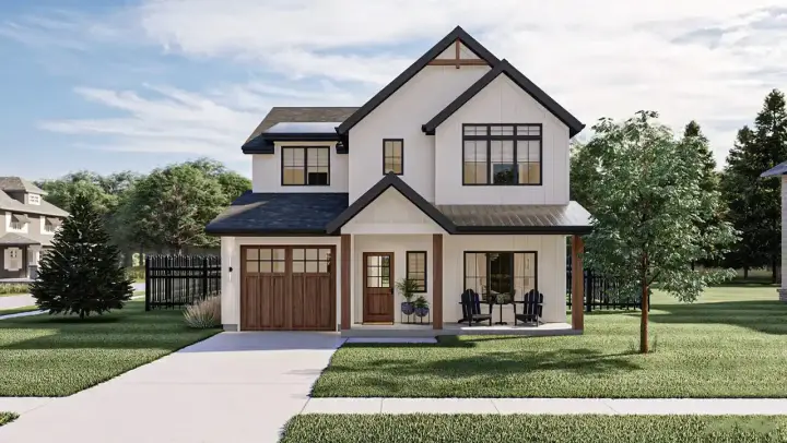 Modern Farmhouse house plans 52-630 - front exterior, 2,177 sq ft, 3 bed, 3 bath house plans | Monster House Plans