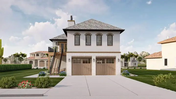 Mediterranean house plans 52-631 - front exterior, 1,116 sq ft, 1 bed, 1 bath house plans | Monster House Plans