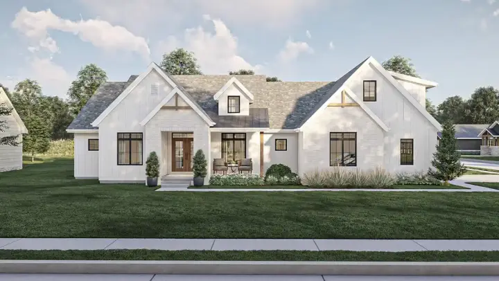 Modern Farmhouse house plans 52-637 - front exterior, 2,569 sq ft, 4 bed, 2 bath house plans | Monster House Plans