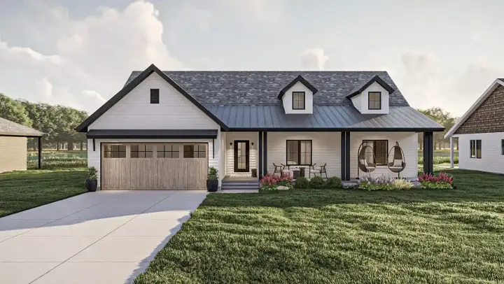 Modern Farmhouse house plans 52-640 - front exterior, 2,126 sq ft, 3 bed, 2 bath house plans | Monster House Plans