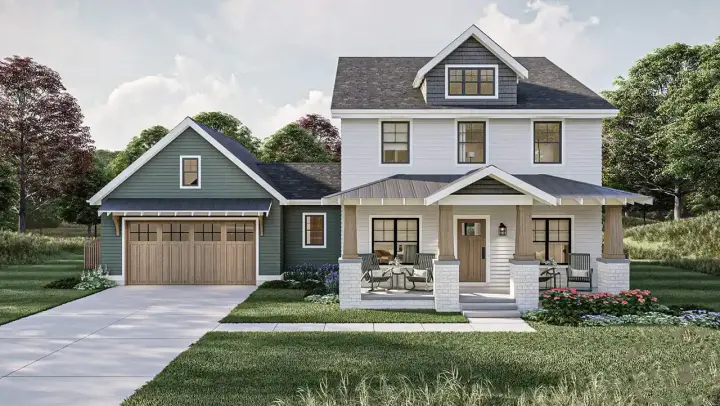 Craftsman house plans 52-641 - front exterior, 2,216 sq ft, 3 bed, 2 bath house plans | Monster House Plans