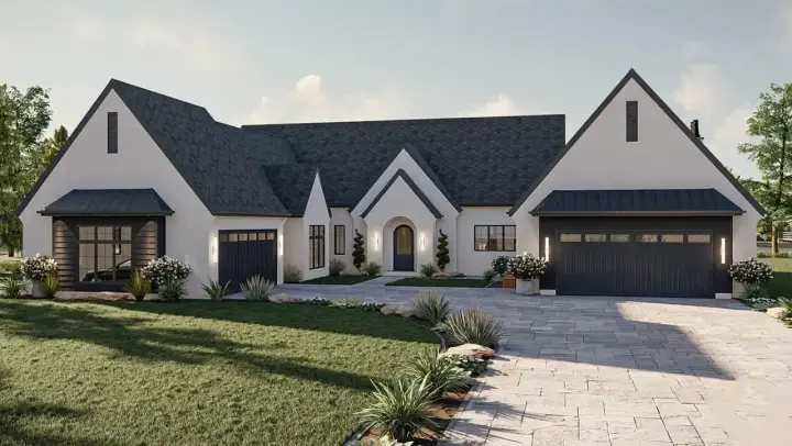 European house plans 52-647 - front exterior, 2,682 sq ft, 3 bed, 2 bath house plans | Monster House Plans