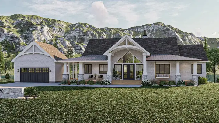 Craftsman house plans 52-648 - front exterior, 2,146 sq ft, 2 bed, 2 bath house plans | Monster House Plans