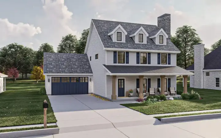 Colonial house plans 52-654 - front exterior, 2,235 sq ft, 3 bed, 2 bath house plans | Monster House Plans