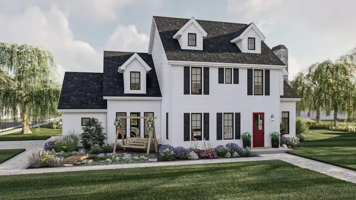 Colonial house plans 52-672 - front exterior, 2,547 sq ft, 3 bed, 2 bath house plans | Monster House Plans