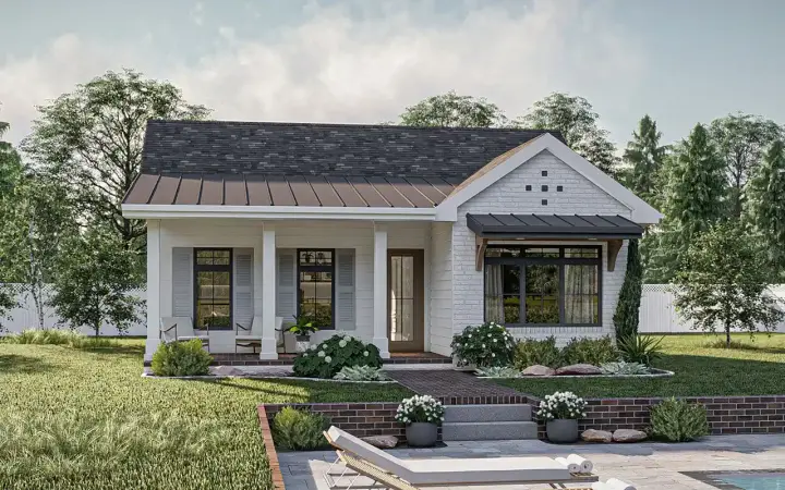 Accessory Dwelling Unit house plans 52-682 - front exterior, 642 sq ft, 1 bed, 1 bath house plans | Monster House Plans