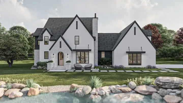 European house plans 52-685 - front exterior, 3,385 sq ft, 4 bed, 4 bath house plans | Monster House Plans