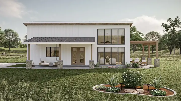 Modern house plans 52-686 - front exterior, 1,575 sq ft, 2 bed, 2 bath house plans | Monster House Plans
