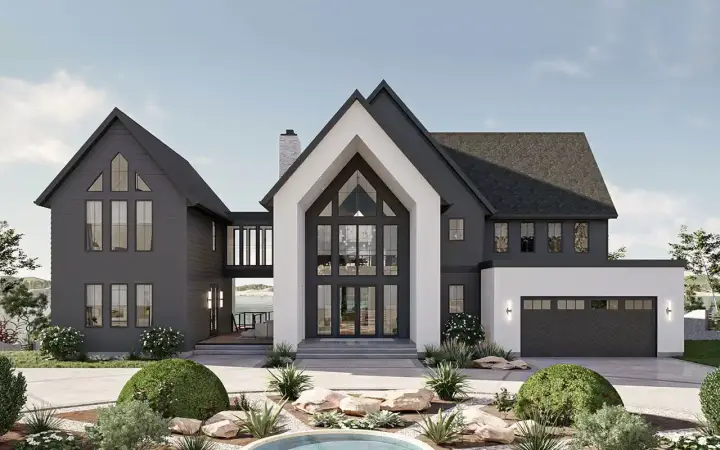 Modern house plans 52-690 - front exterior, 4,271 sq ft, 4 bed, 4 bath house plans | Monster House Plans