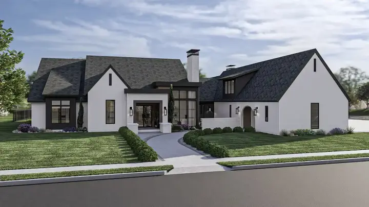 Transitional house plans 52-691 - front exterior, 4,714 sq ft, 5 bed, 3 bath house plans | Monster House Plans
