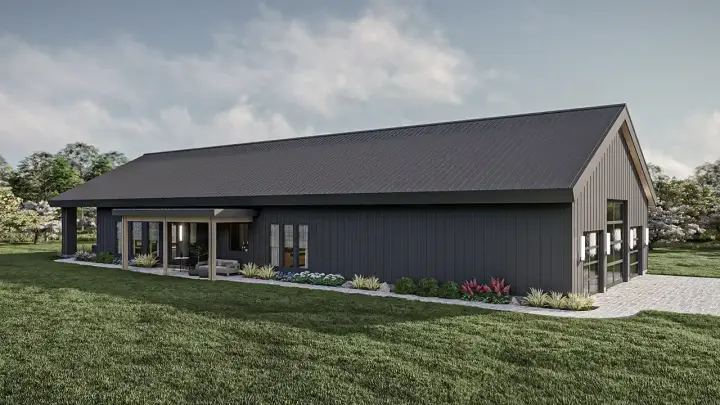 Barndominium house plans 52-693 - front exterior, 2,722 sq ft, 3 bed, 3 bath house plans | Monster House Plans