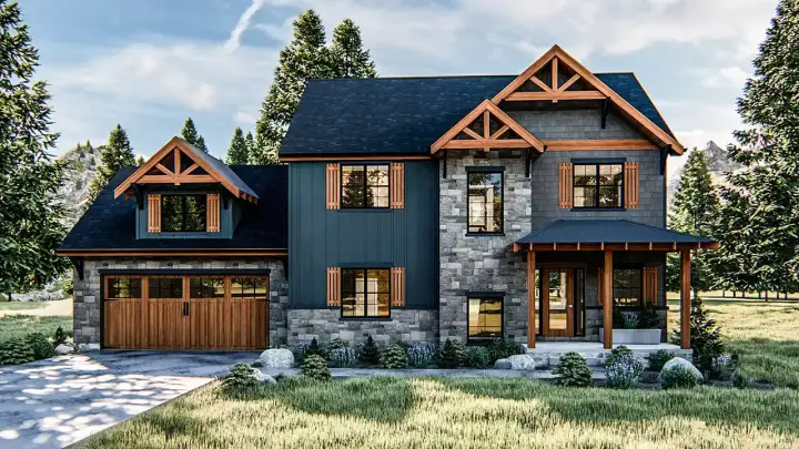 Craftsman house plans 52-696 - front exterior, 1,910 sq ft, 3 bed, 2 bath house plans | Monster House Plans