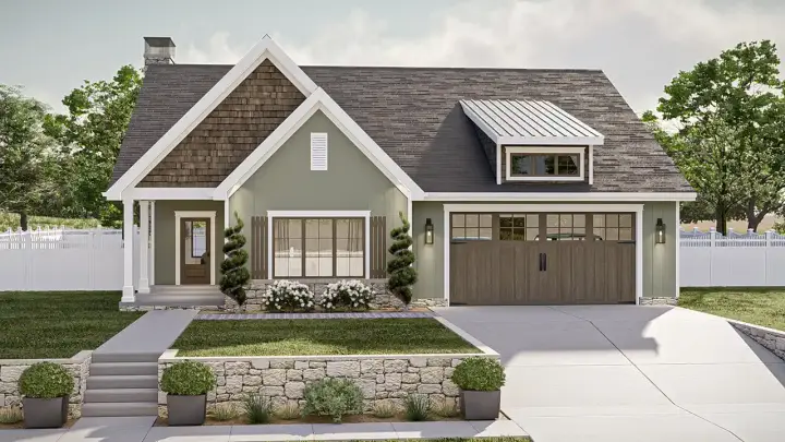Traditional house plans 52-699 - front exterior, 1,658 sq ft, 3 bed, 2 bath house plans | Monster House Plans