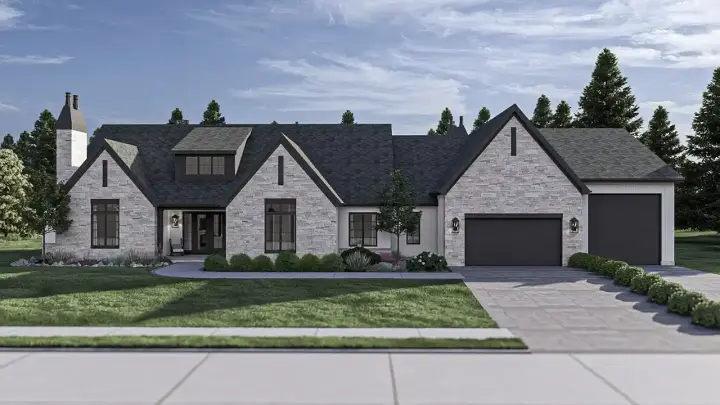 Transitional house plans 52-700 - front exterior, 3,164 sq ft, 3 bed, 2 bath house plans | Monster House Plans