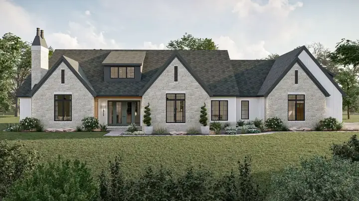 European house plans 52-709 - front exterior, 2,703 sq ft, 4 bed, 2 bath house plans | Monster House Plans