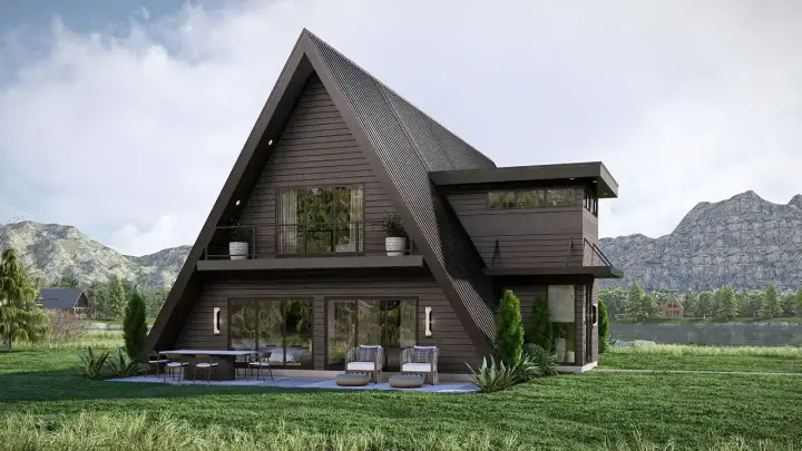 A-Frame house plans 52-711 - front exterior, 2,073 sq ft, 3 bed, 2 bath house plans | Monster House Plans