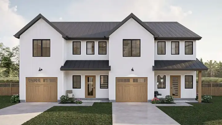 Modern Farmhouse house plans 52-717 - front exterior, 3,422 sq ft, 6 bed, 4 bath house plans | Monster House Plans
