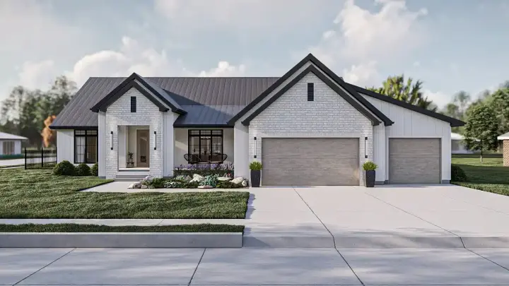 Modern Farmhouse house plans 52-719 - front exterior, 2,286 sq ft, 3 bed, 2 bath house plans | Monster House Plans