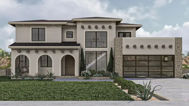 European house plans 52-720 - front exterior, 2,743 sq ft, 3 bed, 2 bath house plans | Monster House Plans