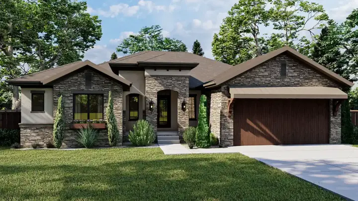 Mediterranean house plans 52-724 - front exterior, 1,927 sq ft, 3 bed, 2 bath house plans | Monster House Plans
