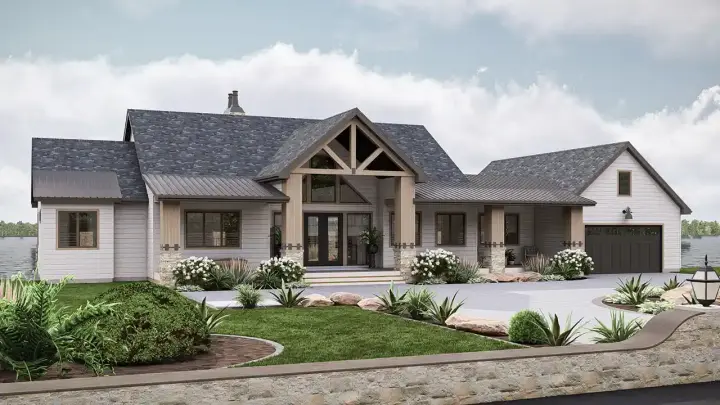 Craftsman house plans 52-725 - front exterior, 2,388 sq ft, 2 bed, 2 bath house plans | Monster House Plans