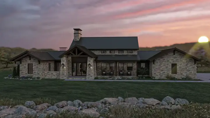 Texas Hill Country house plans 52-728 - front exterior, 2,744 sq ft, 3 bed, 2 bath house plans | Monster House Plans