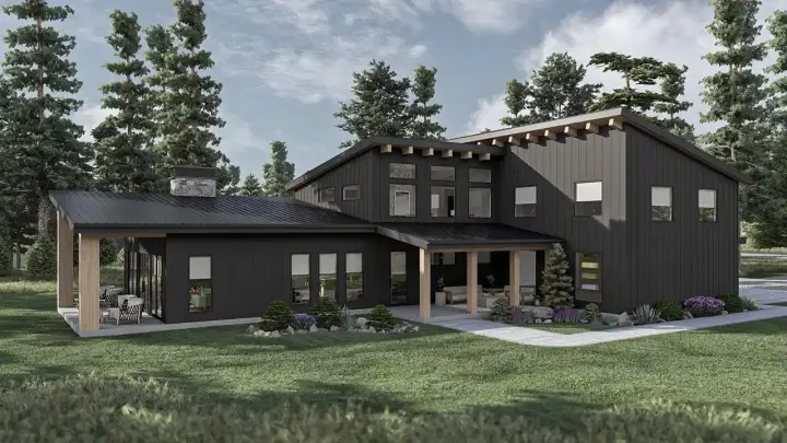 Modern house plans 52-731 - front exterior, 3,294 sq ft, 4 bed, 2 bath house plans | Monster House Plans