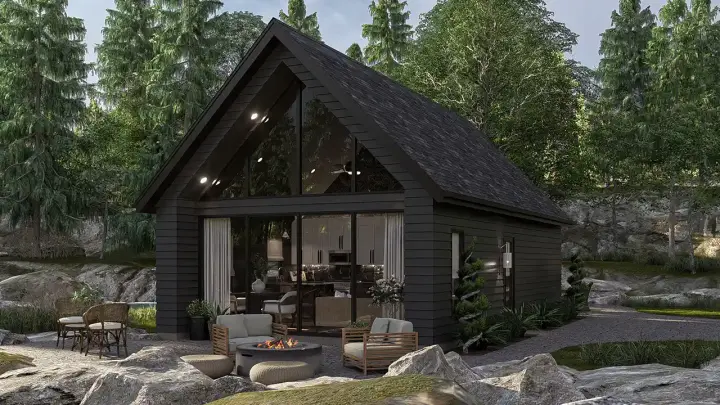 Accessory Dwelling Unit house plans 52-739 - front exterior, 654 sq ft, 1 bed, 1 bath house plans | Monster House Plans