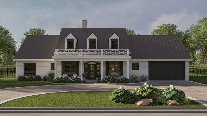 Colonial house plans 52-742 - front exterior, 2,321 sq ft, 3 bed, 2 bath house plans | Monster House Plans