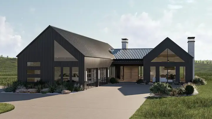 Modern house plans 52-744 - front exterior, 2,681 sq ft, 3 bed, 3 bath house plans | Monster House Plans