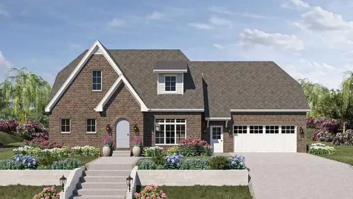 European house plans 52-747 - front exterior, 1,892 sq ft, 3 bed, 2 bath house plans | Monster House Plans