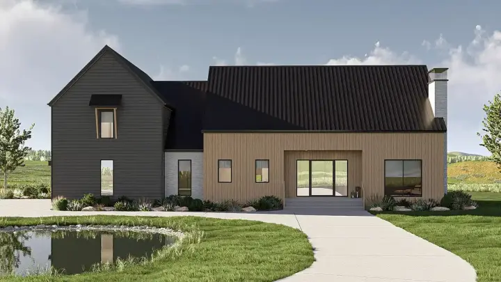 Modern house plans 52-748 - front exterior, 3,359 sq ft, 4 bed, 3 bath house plans | Monster House Plans