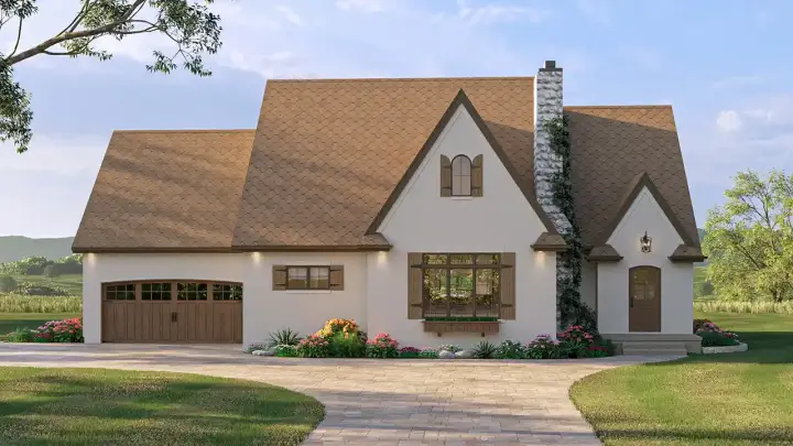 Cottage house plans 52-754 - front exterior, 1,695 sq ft, 3 bed, 2 bath house plans | Monster House Plans