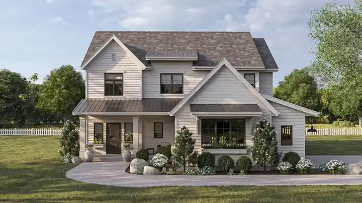 Modern Farmhouse house plans 52-756 - front exterior, 2,250 sq ft, 4 bed, 2 bath house plans | Monster House Plans