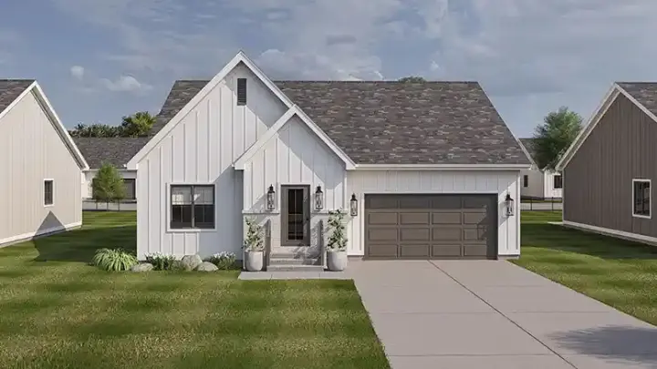 Modern Farmhouse house plans 52-757 - front exterior, 1,787 sq ft, 3 bed, 2 bath house plans | Monster House Plans
