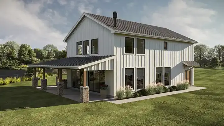 Modern Farmhouse house plans 52-758 - front exterior, 2,076 sq ft, 2 bed, 2 bath house plans | Monster House Plans