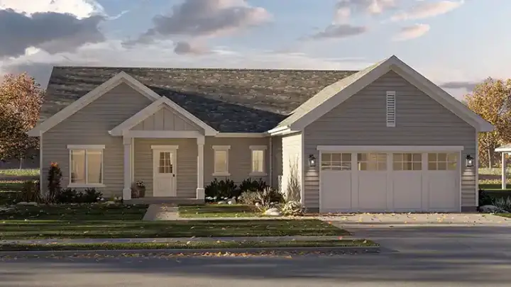 Traditional house plans 52-766 - front exterior, 1,584 sq ft, 3 bed, 2 bath house plans | Monster House Plans