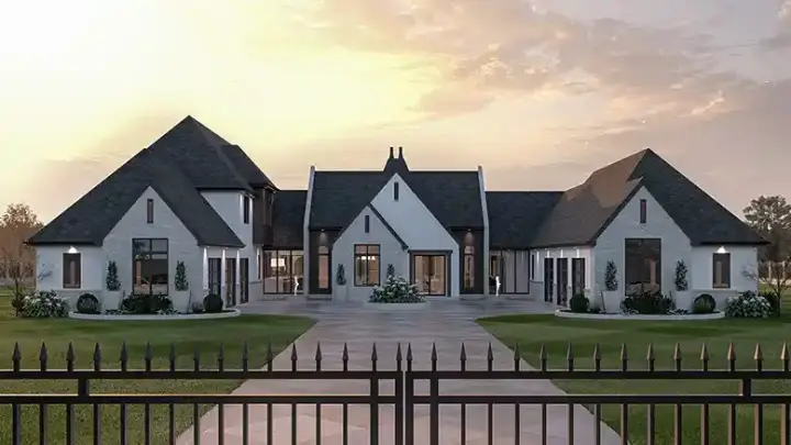 European house plans 52-767 - front exterior, 5,116 sq ft, 5 bed, 3 bath house plans | Monster House Plans