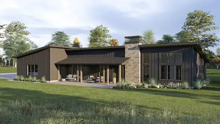 Contemporary house plans 52-769 - front exterior, 2,559 sq ft, 5 bed, 3 bath house plans | Monster House Plans