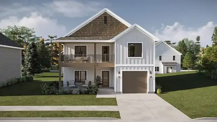 Modern Farmhouse house plans 52-778 - front exterior, 2,415 sq ft, 5 bed, 4 bath house plans | Monster House Plans
