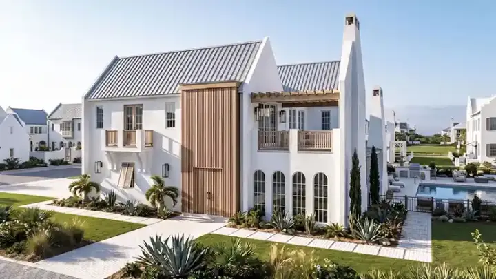 Coastal house plans 52-793 - front exterior, 4,601 sq ft, 4 bed, 3 bath house plans | Monster House Plans